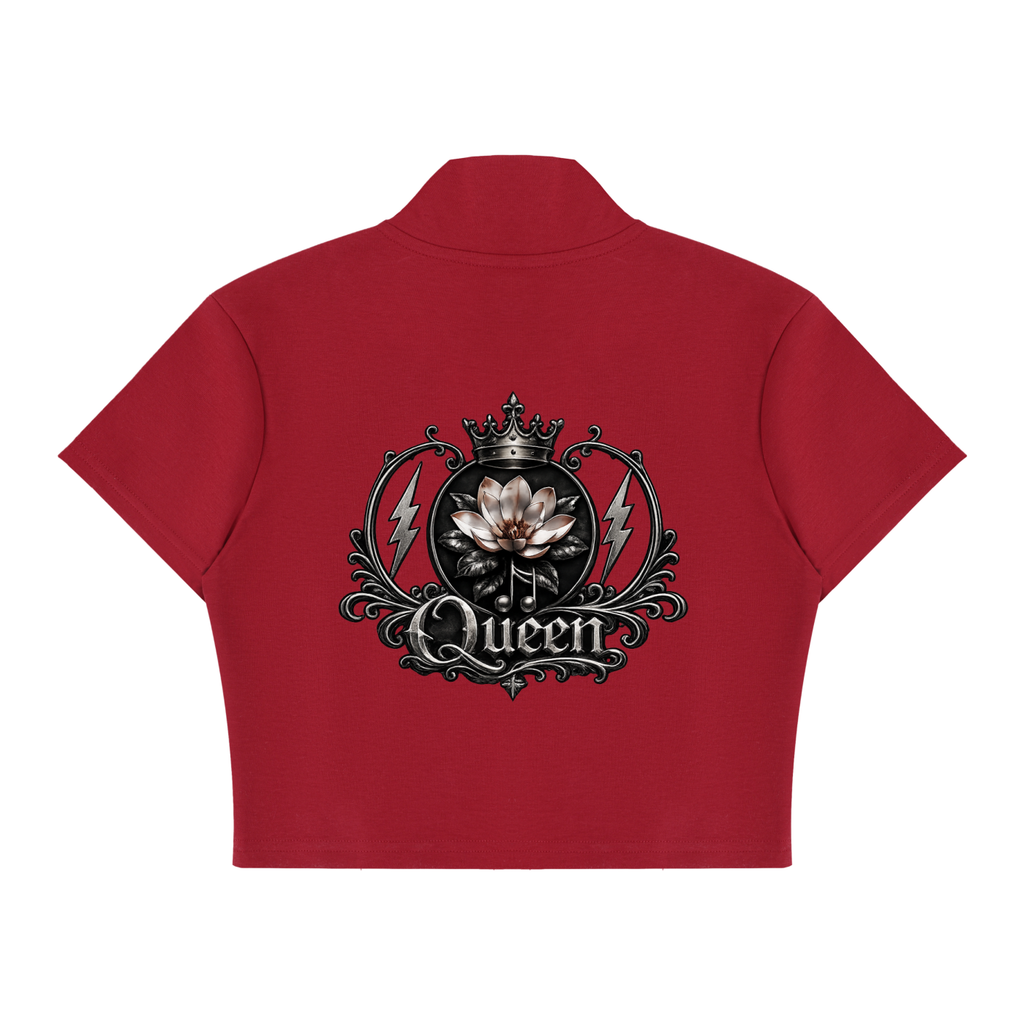Women's Cropped Full Zip Short Sleeve T-Shirt