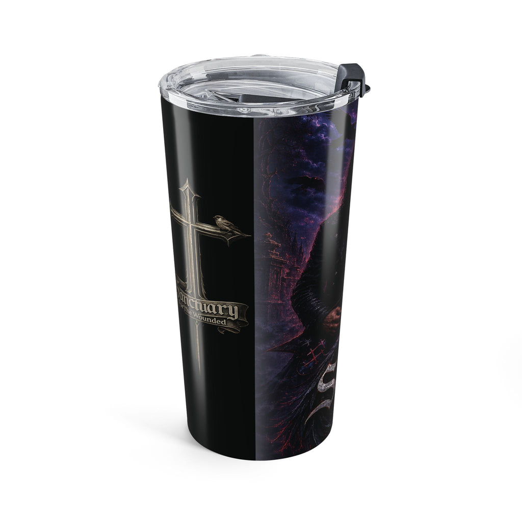 Sanctuary For The Wounded Rock Guitarist 20oz Tumbler — Heavy Metal Cross Design