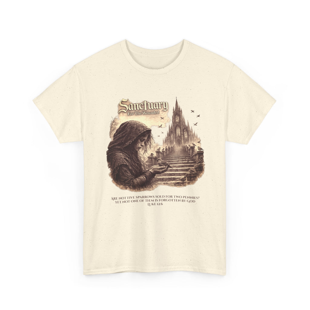 Sanctuary For The Wounded™ Heavy Cotton T-Shirt | Unisex Christian Rock & Metal Apparel