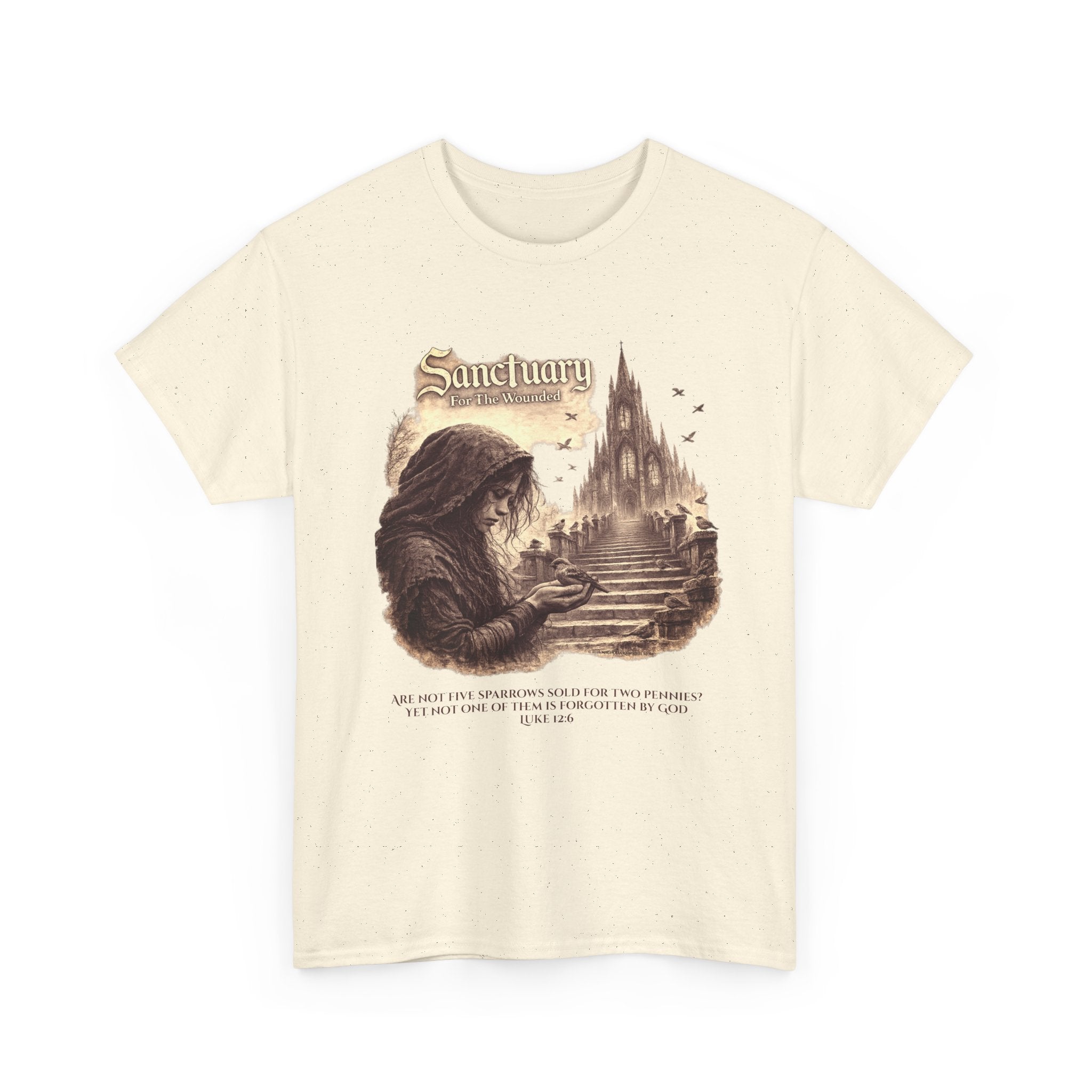 Sanctuary For The Wounded™ Heavy Cotton T-Shirt | Unisex Christian Rock & Metal Apparel