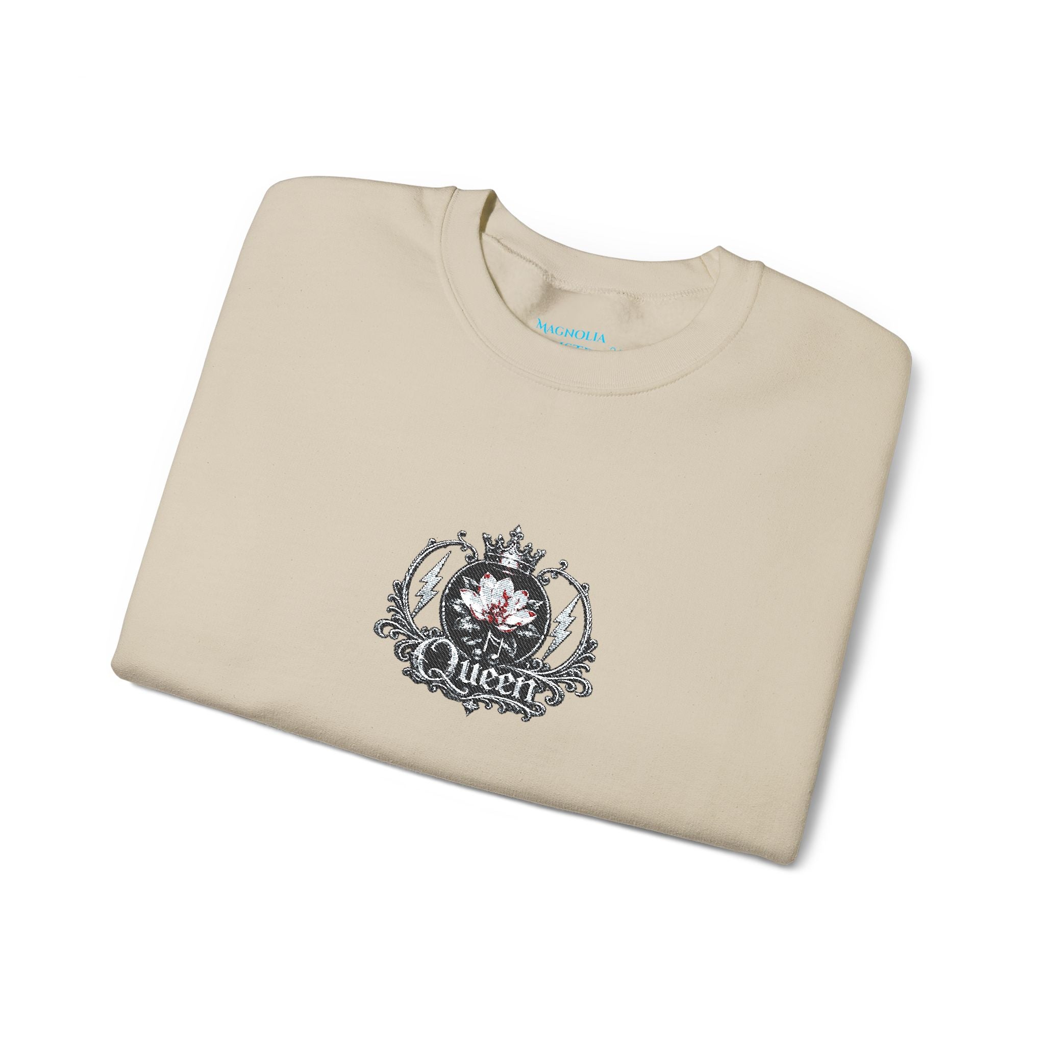 Queen - Floral Crest Crewneck Sweatshirt — Small Vintage Rose Emblem