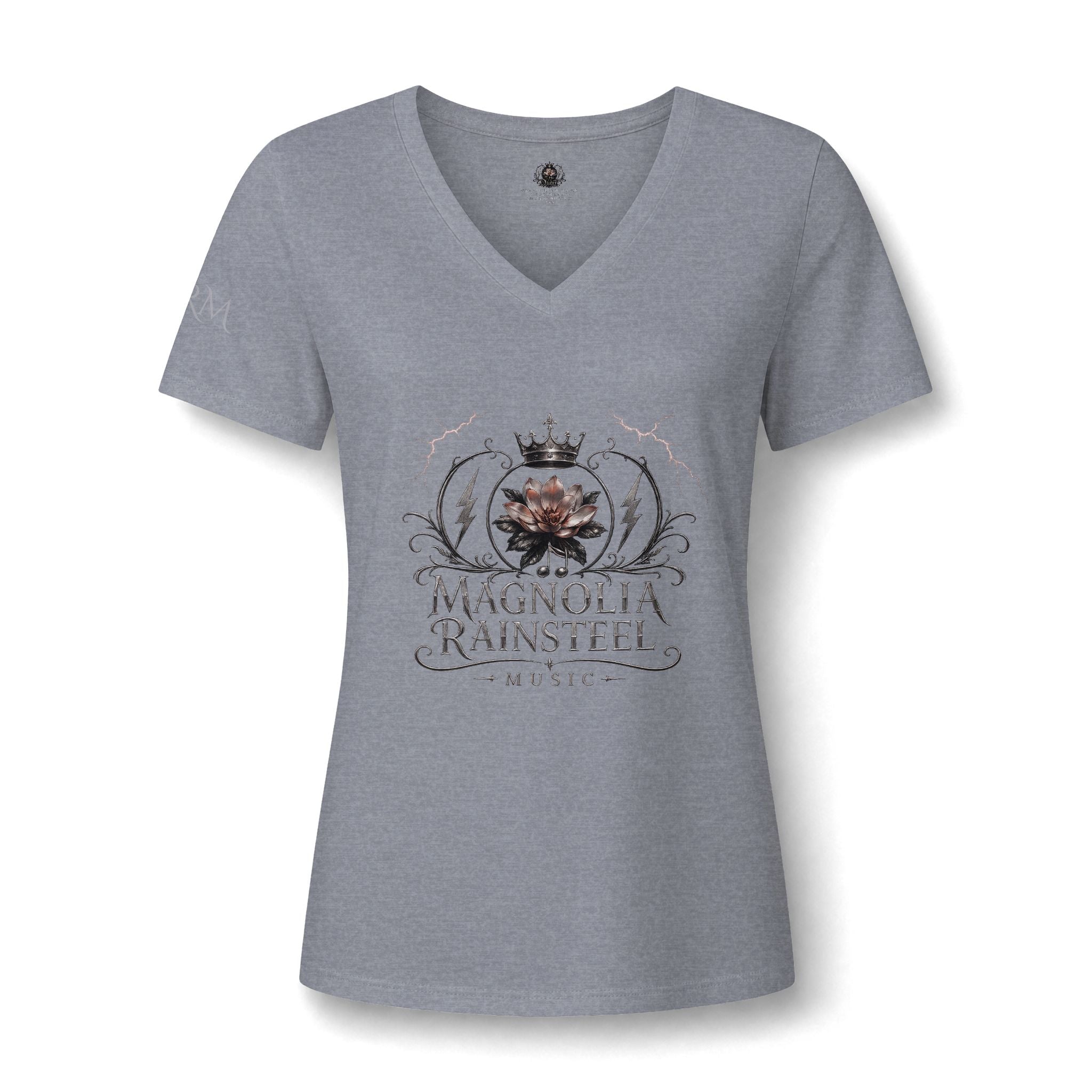 Magnolia Rainsteel Music - Floral Crown Band Logo V-Neck Tee - Queen Collection - Wear Your Crown