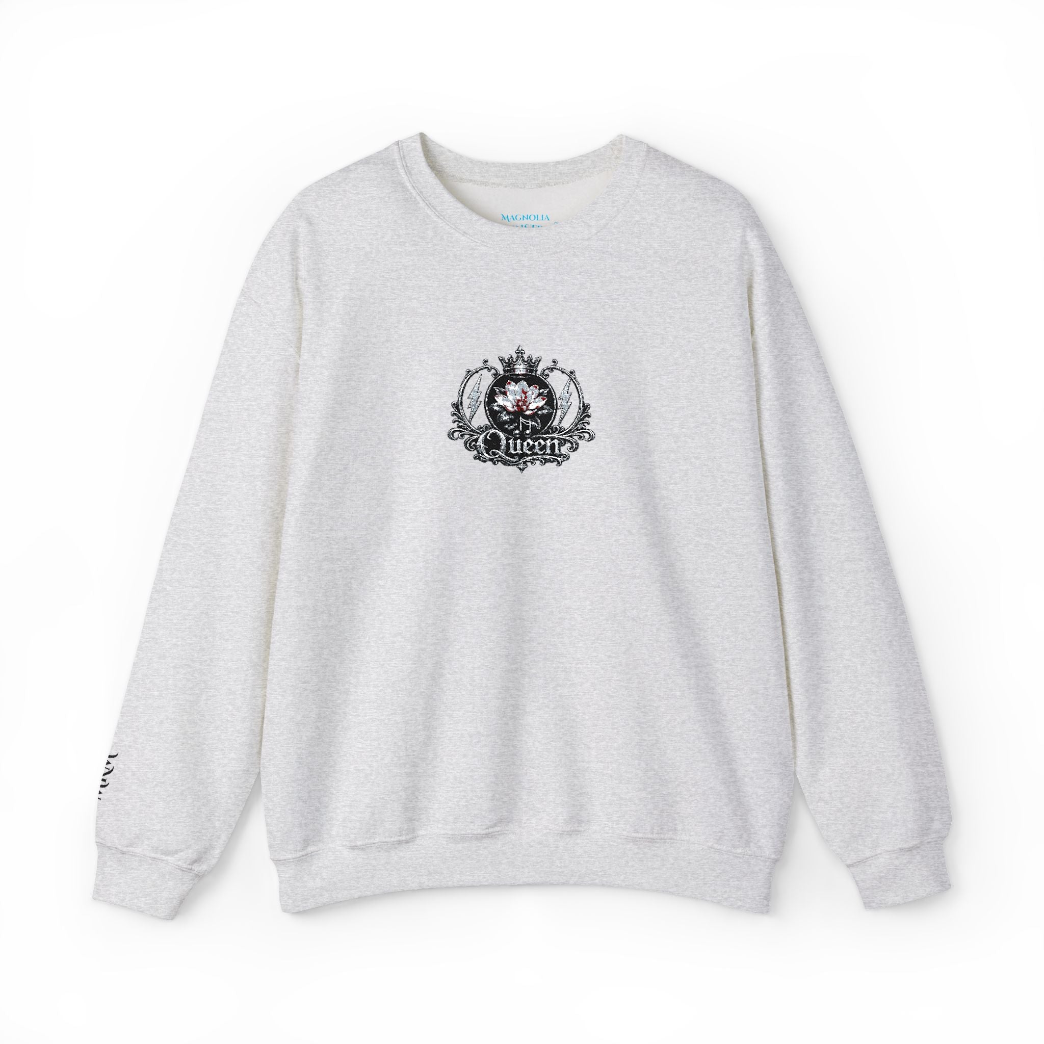 Queen - Floral Crest Crewneck Sweatshirt — Small Vintage Rose Emblem