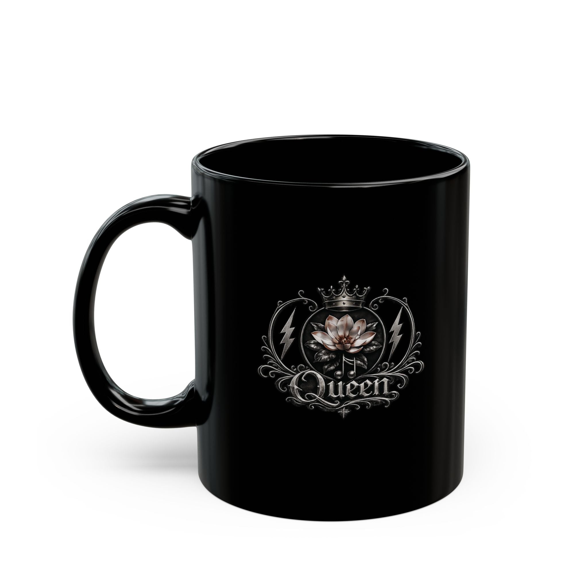 Magnolia Rainsteel Music - Black Coffee Mug - Official Floral Logo Mug - Queen Collection - Wear Your Crown