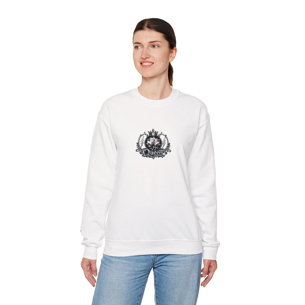 Queen - Floral Crest Crewneck Sweatshirt — Small Vintage Rose Emblem