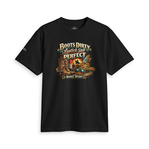 Boots Dirty, Lipstick Still Perfect - Vintage Western Graphic T-Shirt - Magnolia Rainsteel Music Queen Collection