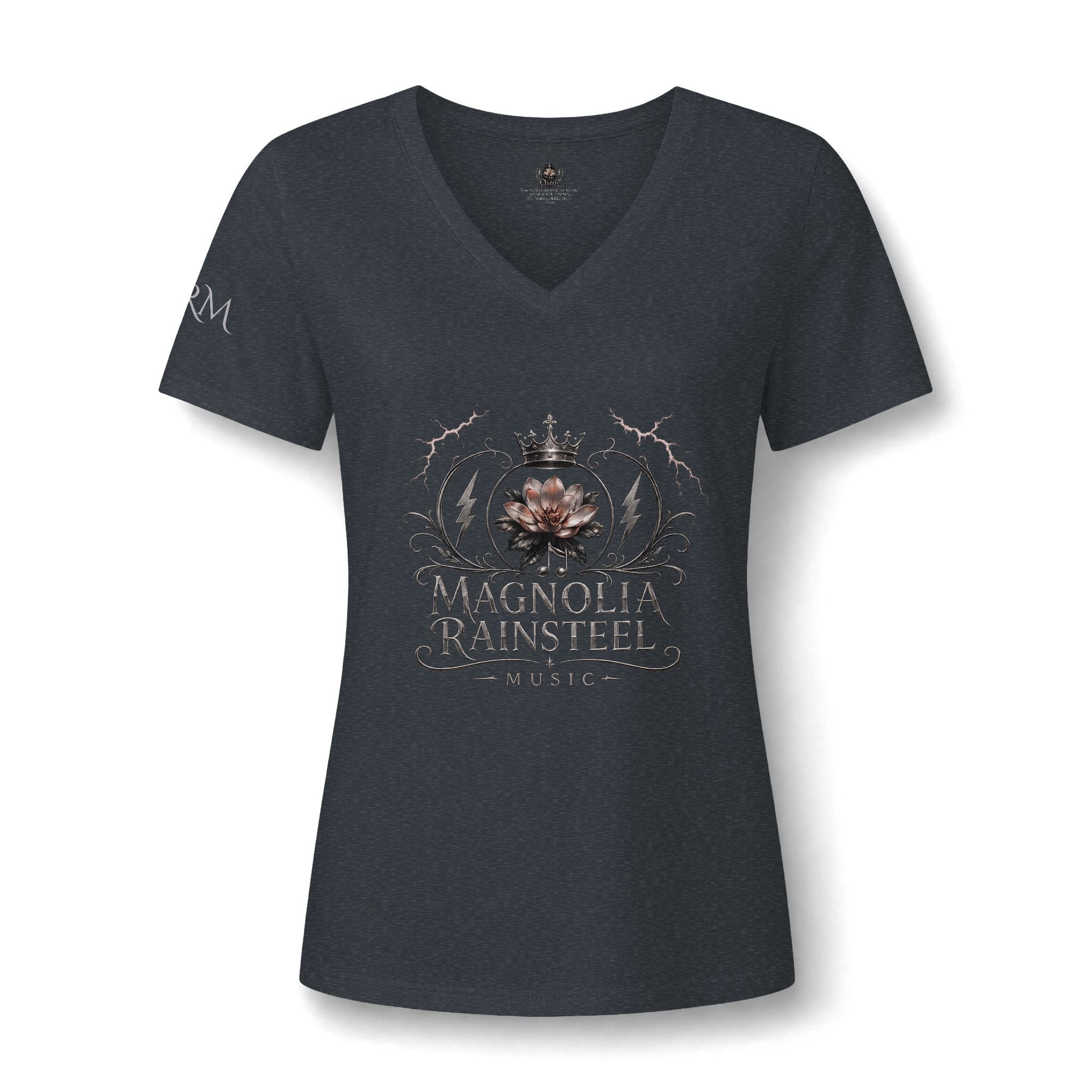 Magnolia Rainsteel Music - Floral Crown Band Logo V-Neck Tee - Queen Collection - Wear Your Crown
