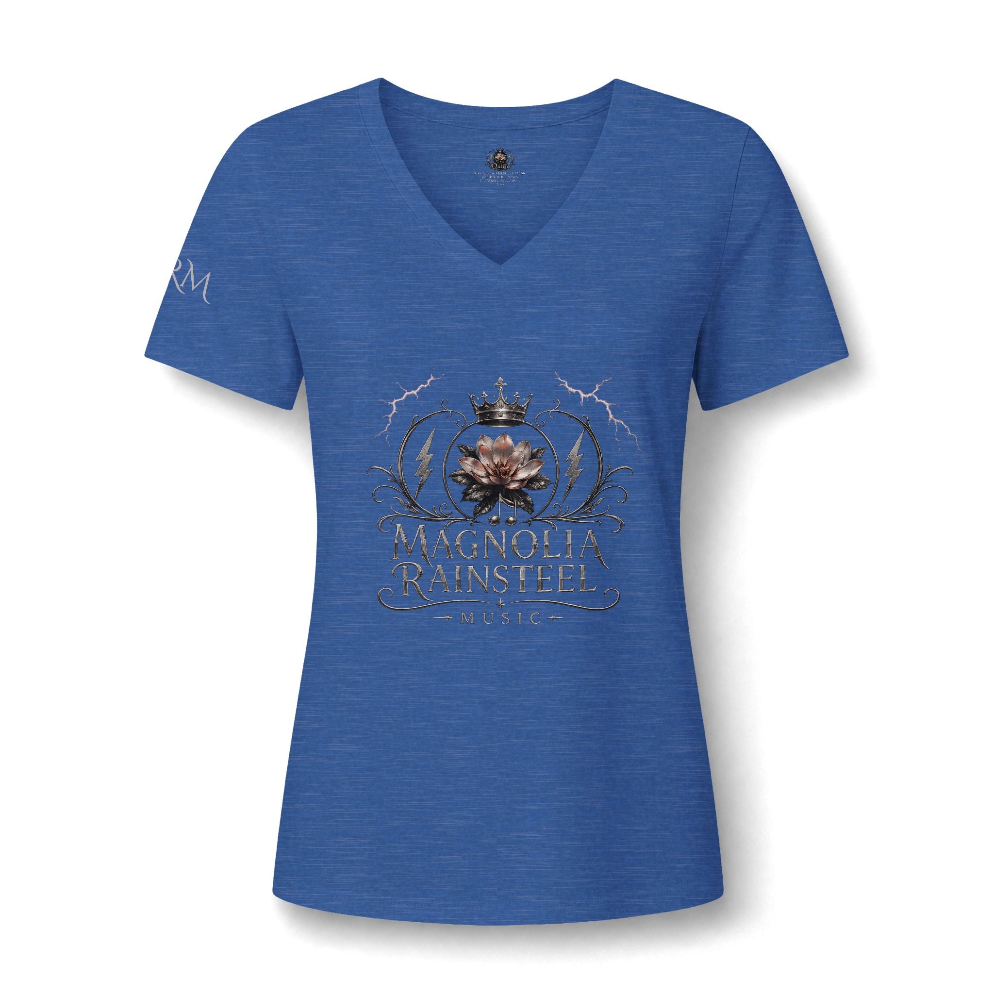 Magnolia Rainsteel Music - Floral Crown Band Logo V-Neck Tee - Queen Collection - Wear Your Crown