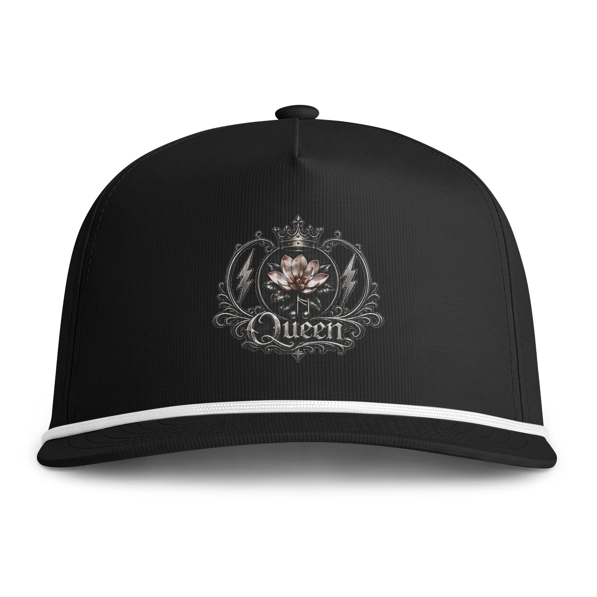 Queen Emblem Rope Cap | Vintage Floral Crown Hat