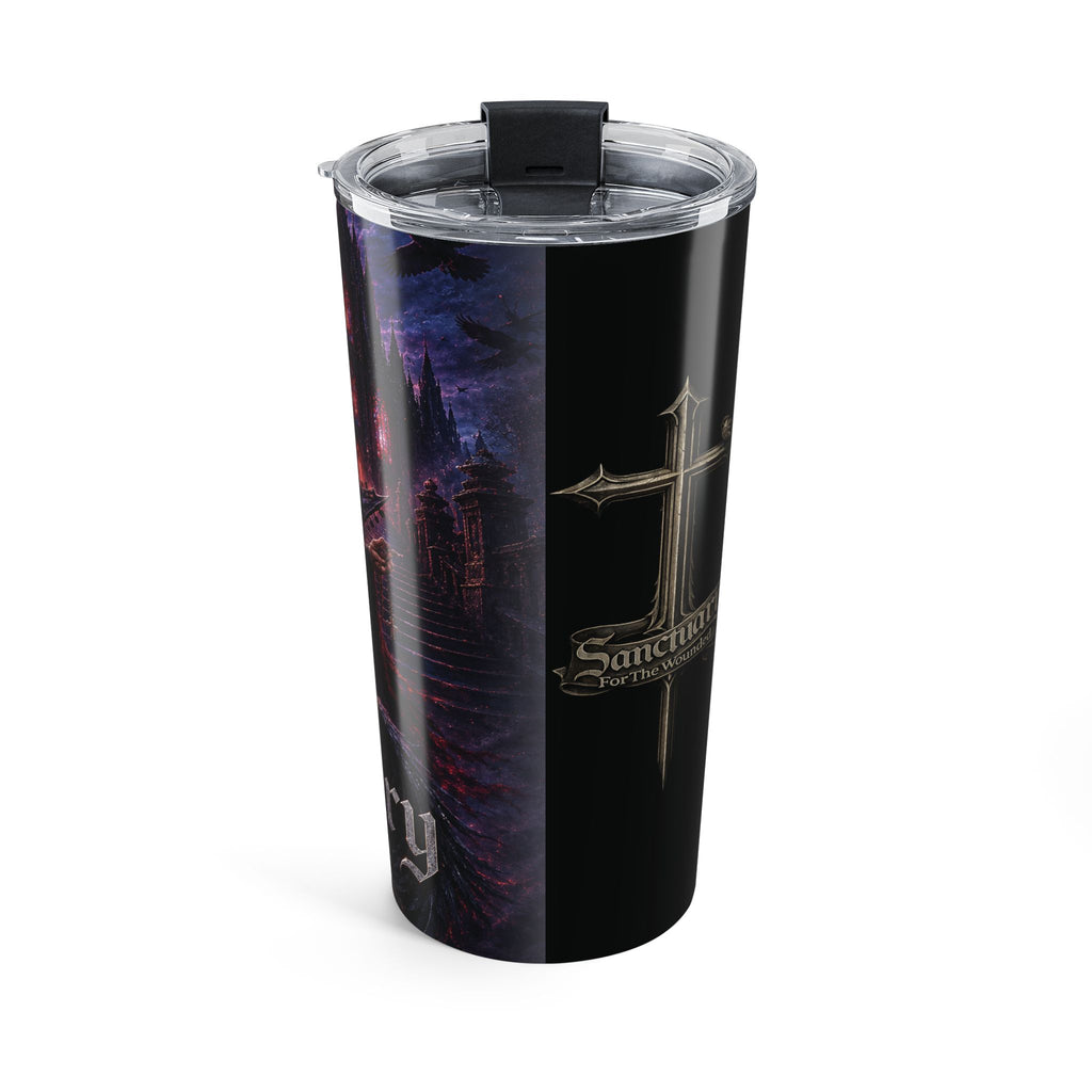 Sanctuary For The Wounded Rock Guitarist 20oz Tumbler — Heavy Metal Cross Design