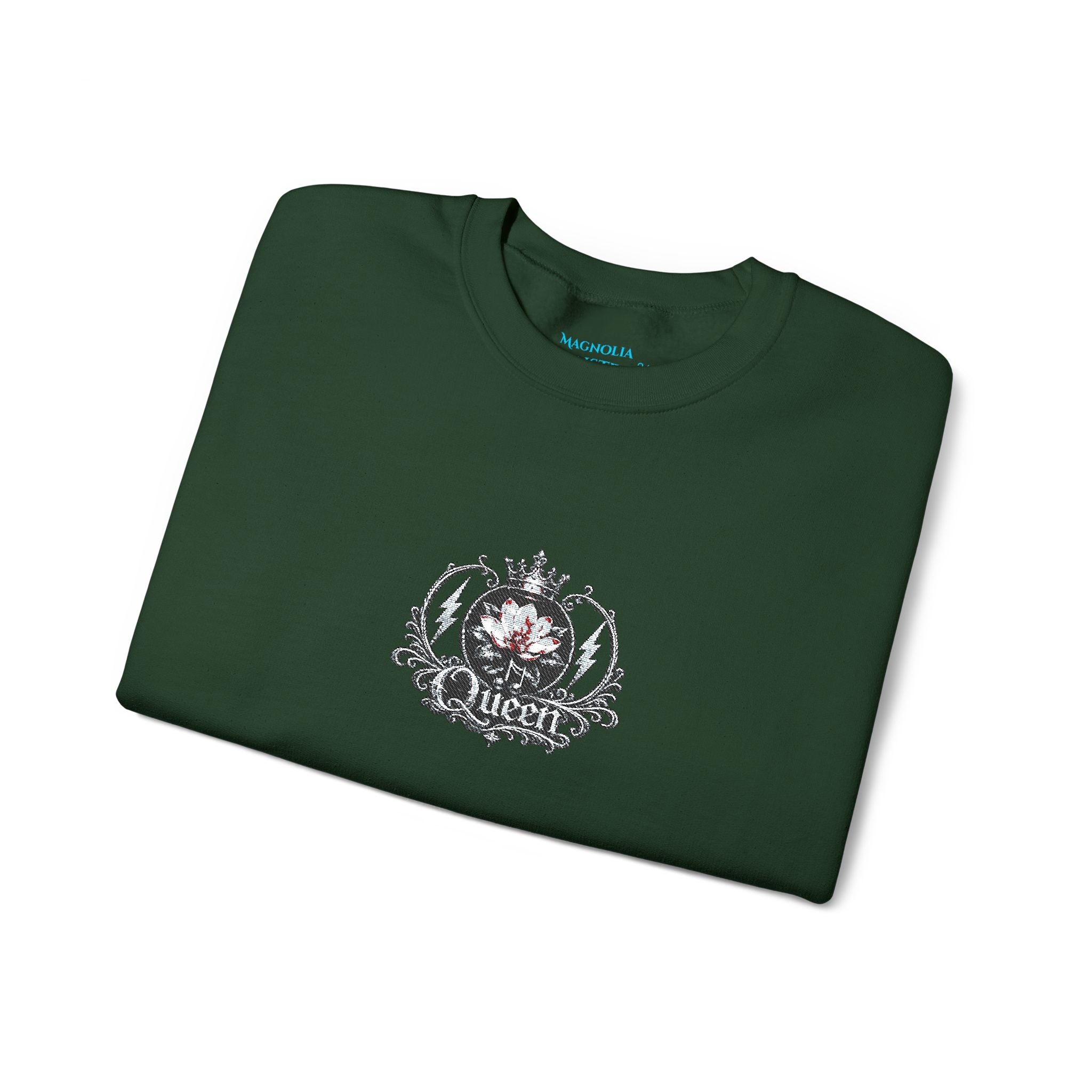 Queen - Floral Crest Crewneck Sweatshirt — Small Vintage Rose Emblem