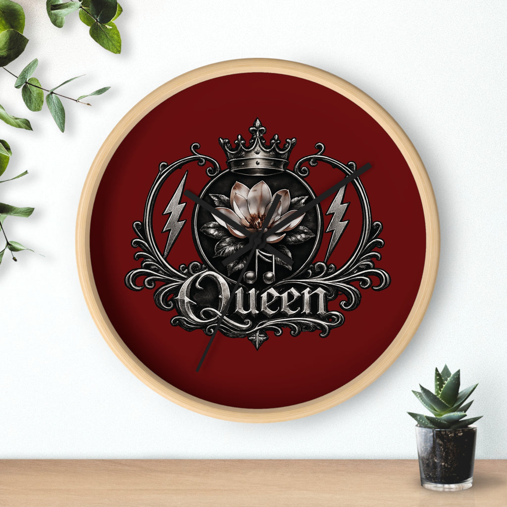 Queen Emblem Wall Clock — Gothic Crown & Lightning Rose Decorative Clock