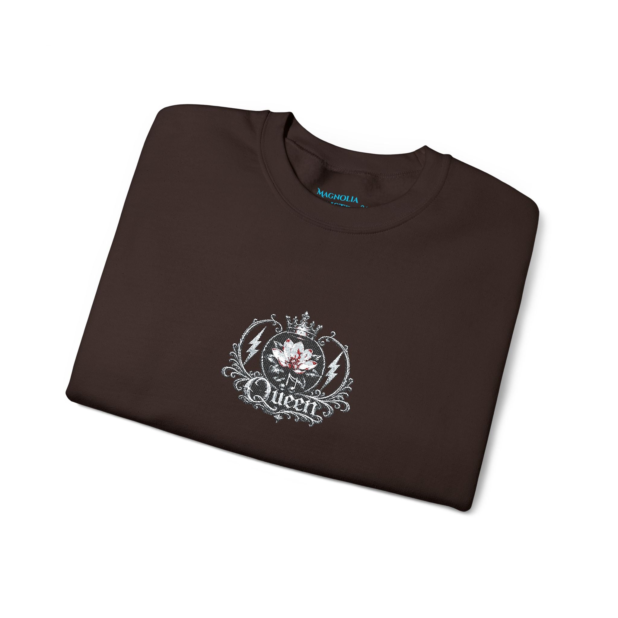 Queen - Floral Crest Crewneck Sweatshirt — Small Vintage Rose Emblem