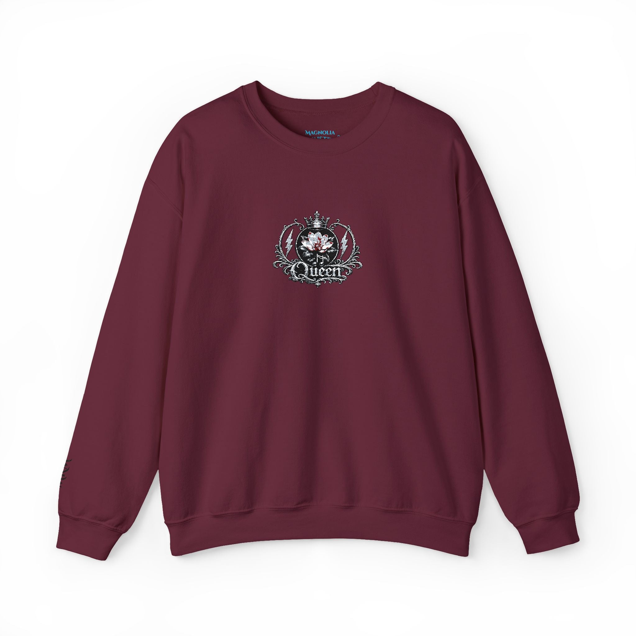 Queen - Floral Crest Crewneck Sweatshirt — Small Vintage Rose Emblem