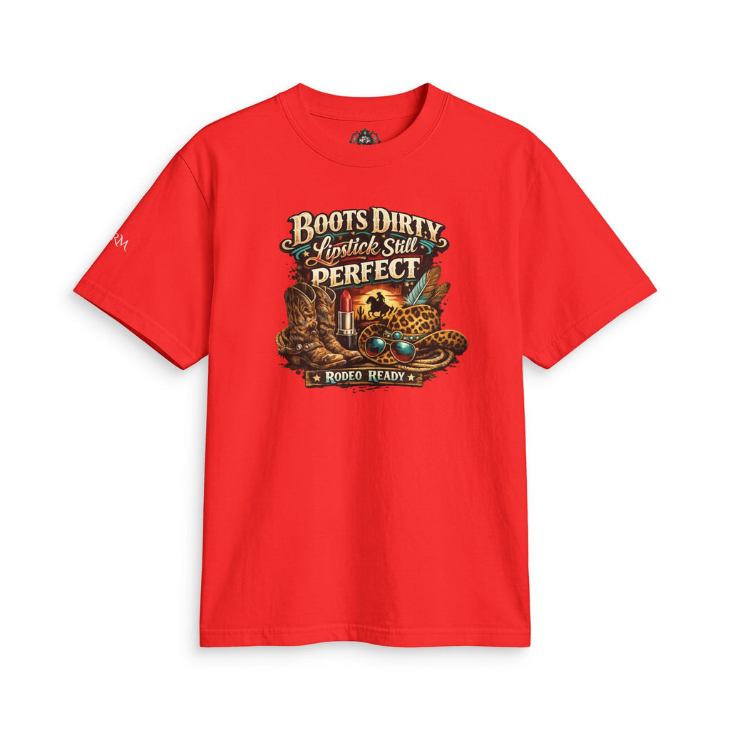 Boots Dirty, Lipstick Still Perfect - Vintage Western Graphic T-Shirt - Magnolia Rainsteel Music Queen Collection