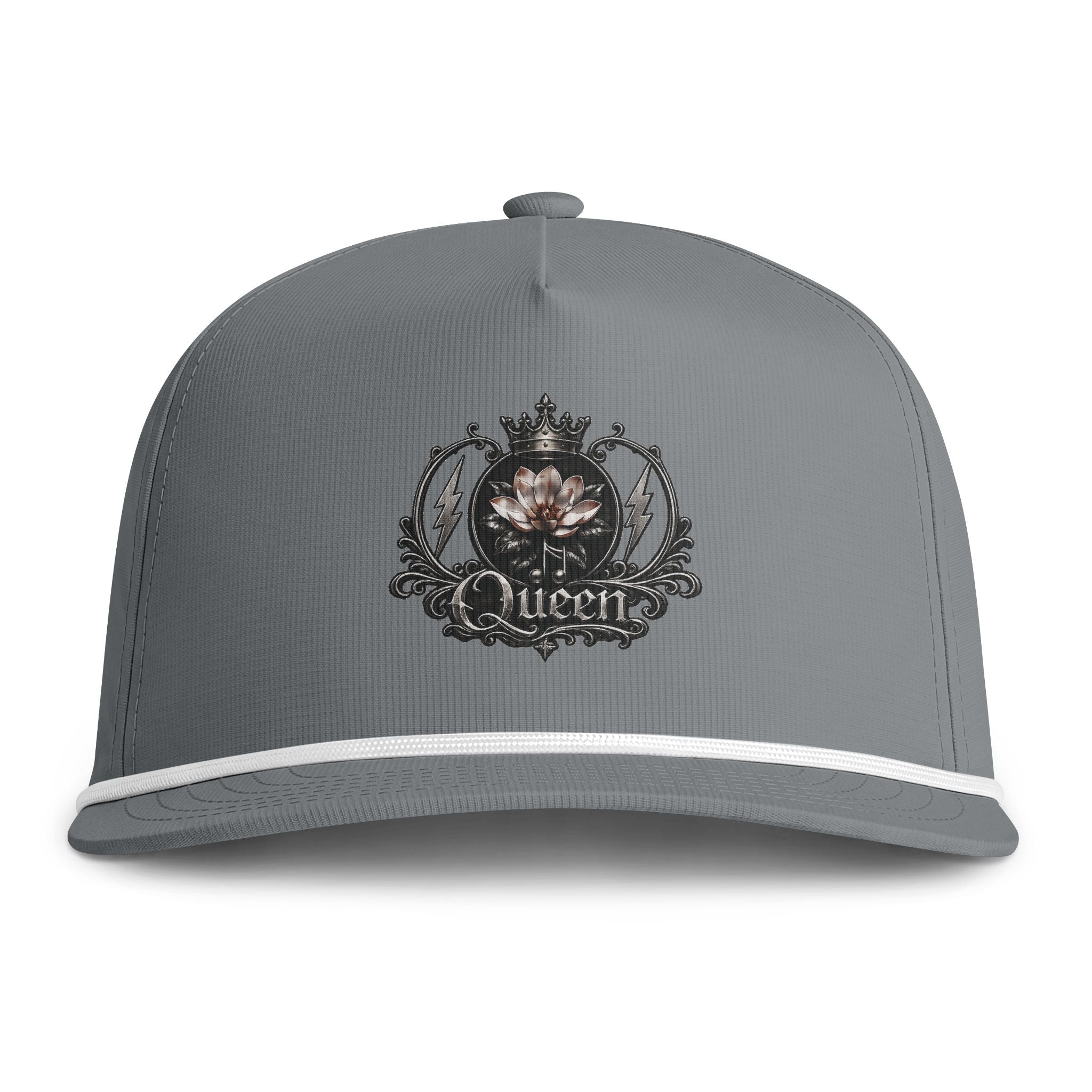 Queen Emblem Rope Cap | Vintage Floral Crown Hat