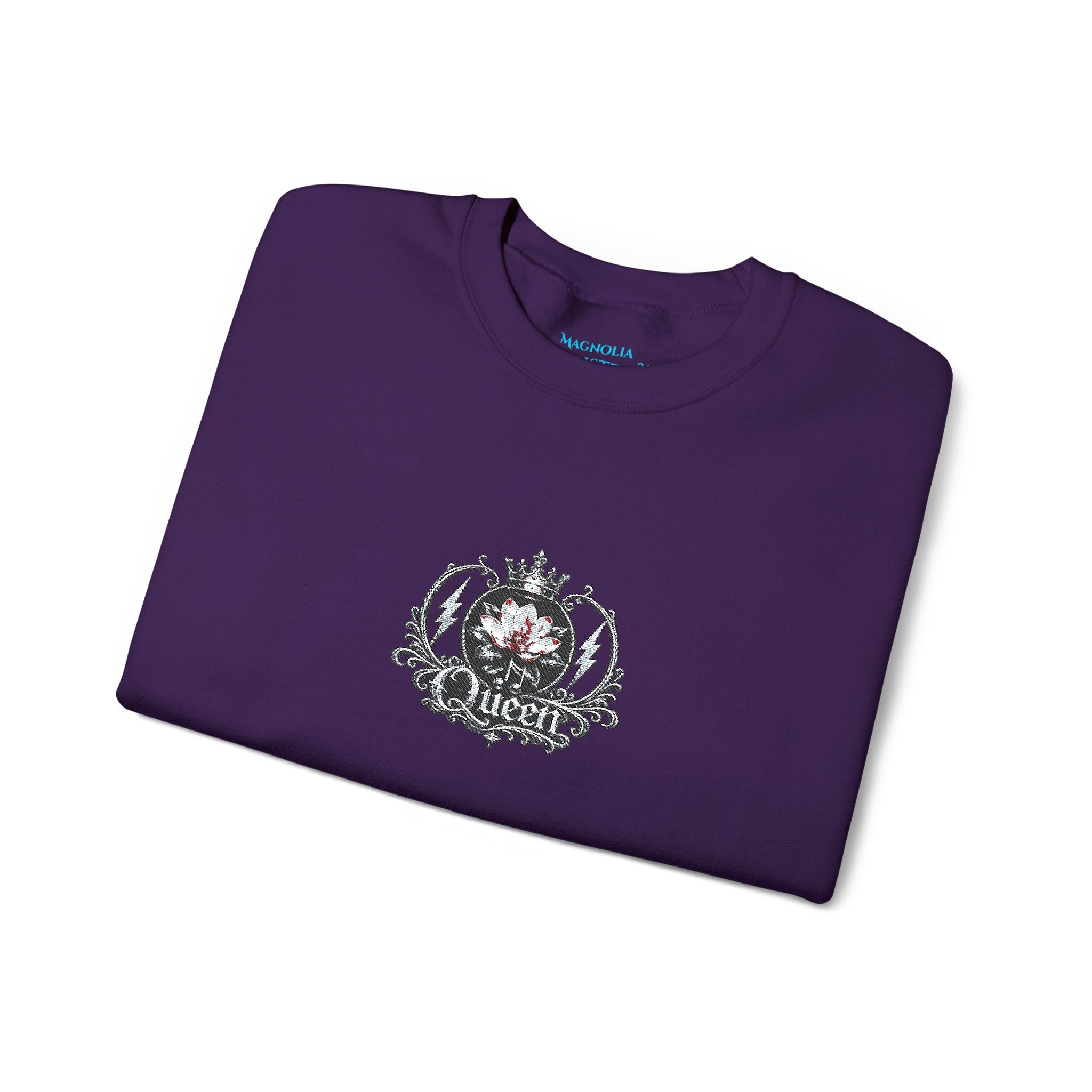 Queen - Floral Crest Crewneck Sweatshirt — Small Vintage Rose Emblem