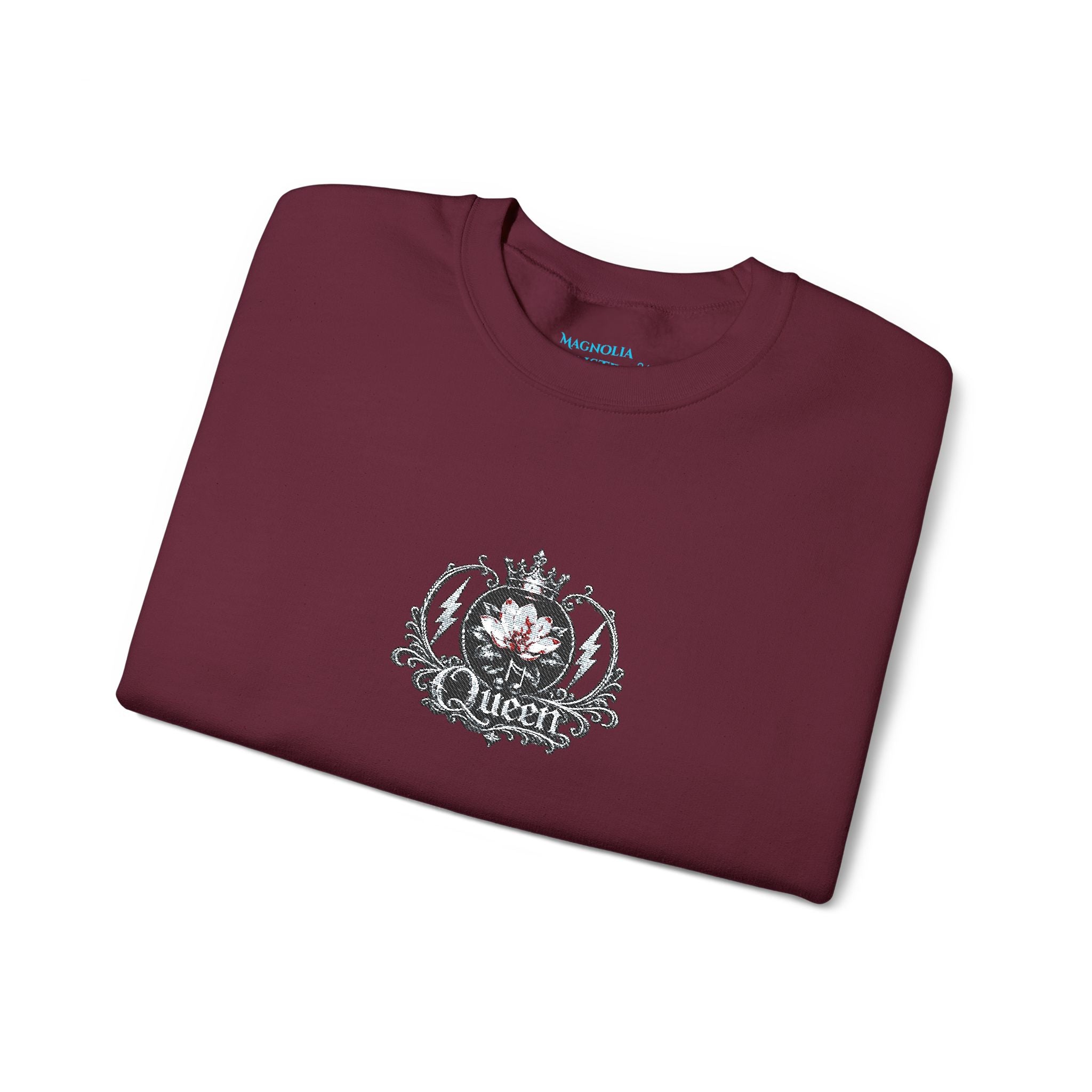 Queen - Floral Crest Crewneck Sweatshirt — Small Vintage Rose Emblem