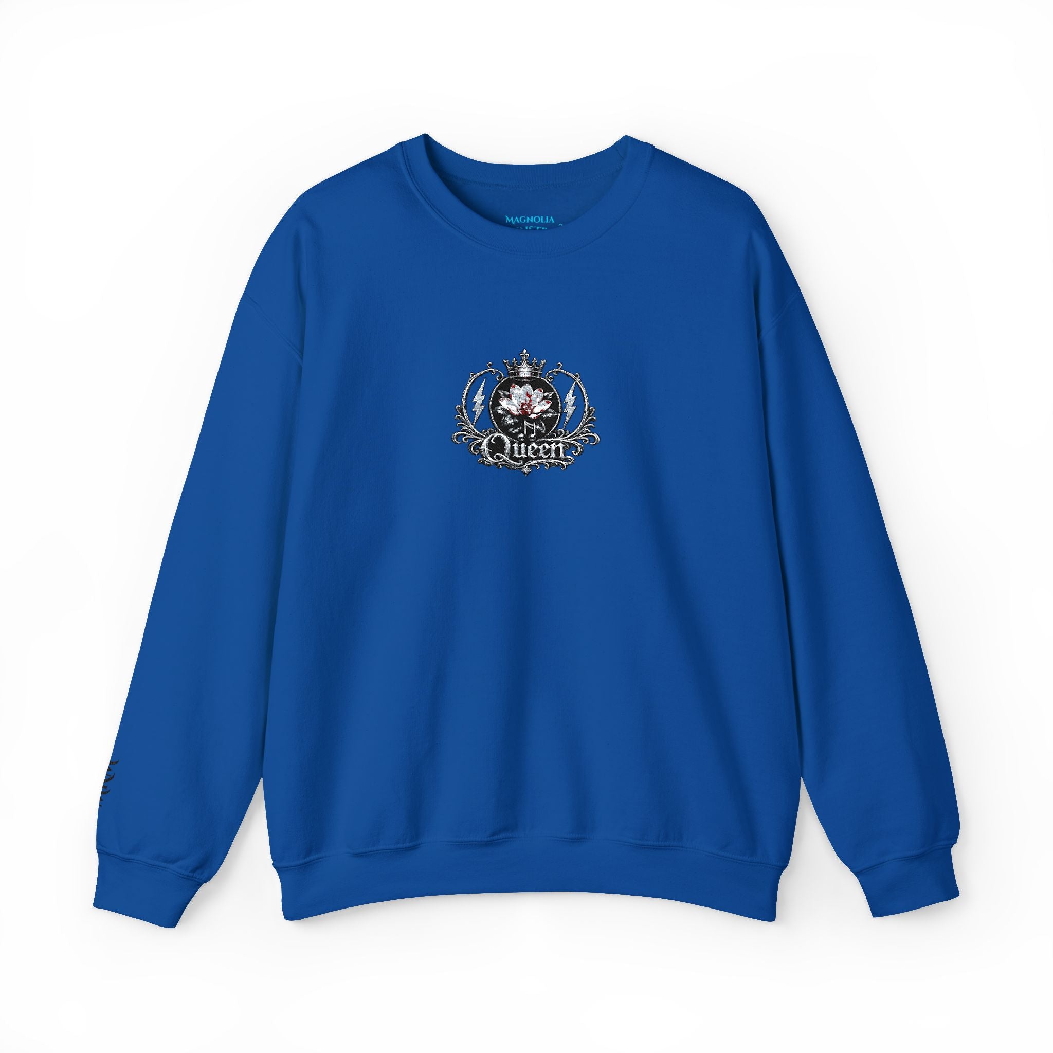 Queen - Floral Crest Crewneck Sweatshirt — Small Vintage Rose Emblem