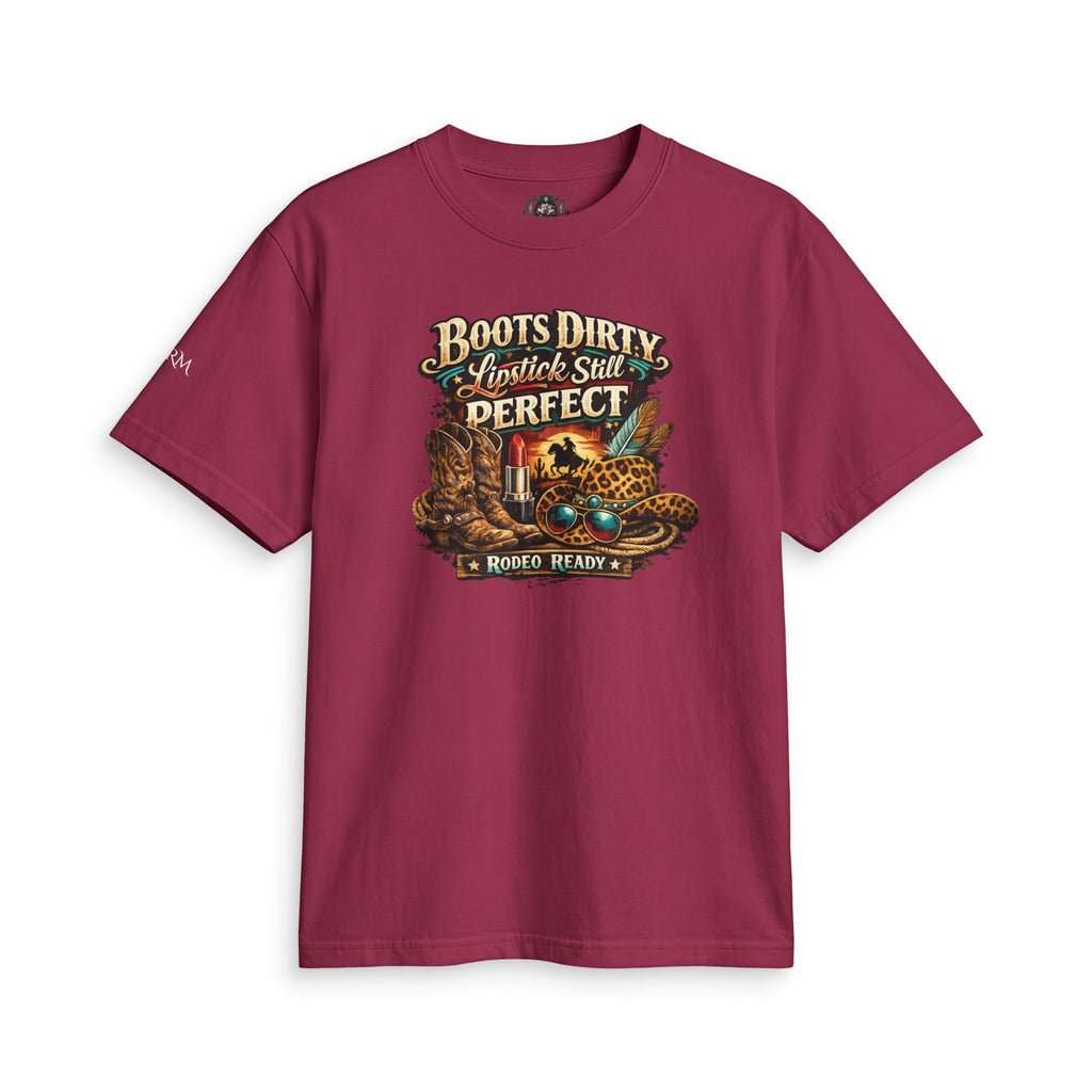 Boots Dirty, Lipstick Still Perfect - Vintage Western Graphic T-Shirt - Magnolia Rainsteel Music Queen Collection