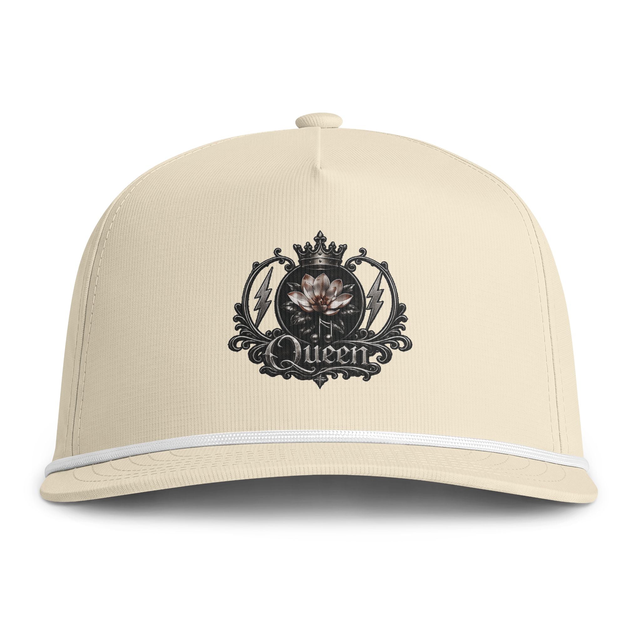 Queen Emblem Rope Cap | Vintage Floral Crown Hat