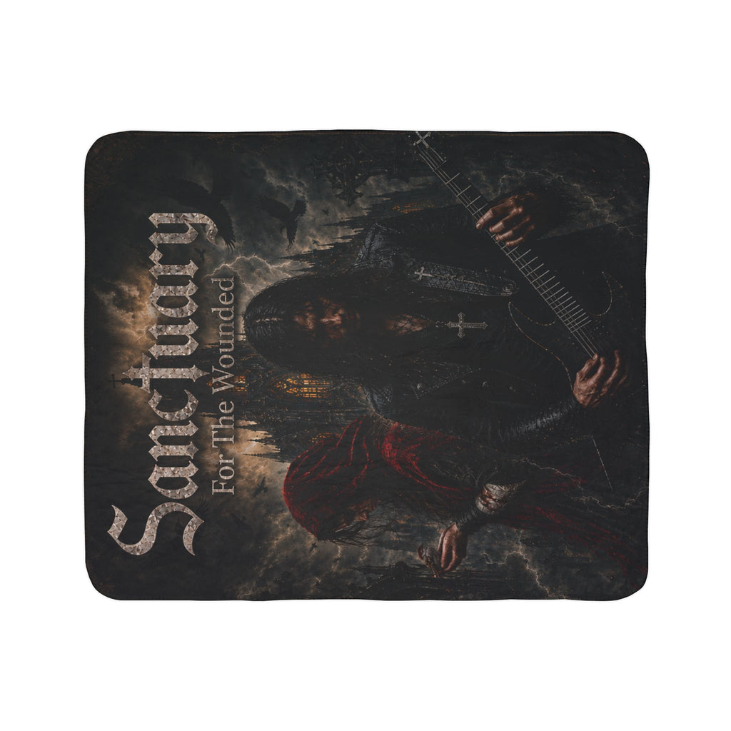 Sanctuary "For The Wounded" Fleece Sherpa Blanket — Gothic Rock Band Throw
