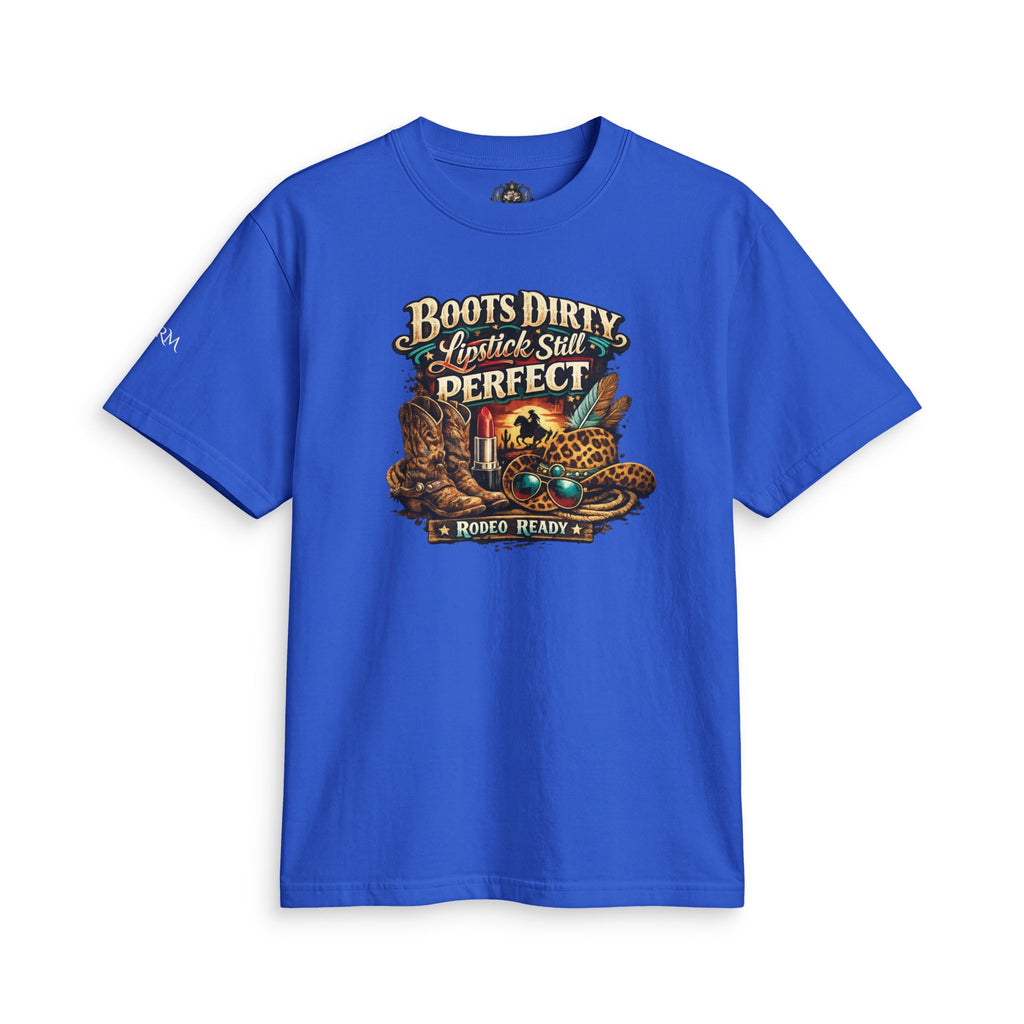 Boots Dirty, Lipstick Still Perfect - Vintage Western Graphic T-Shirt - Magnolia Rainsteel Music Queen Collection