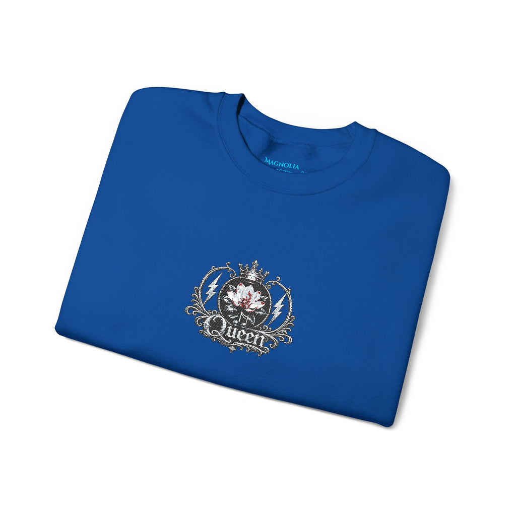 Queen - Floral Crest Crewneck Sweatshirt — Small Vintage Rose Emblem