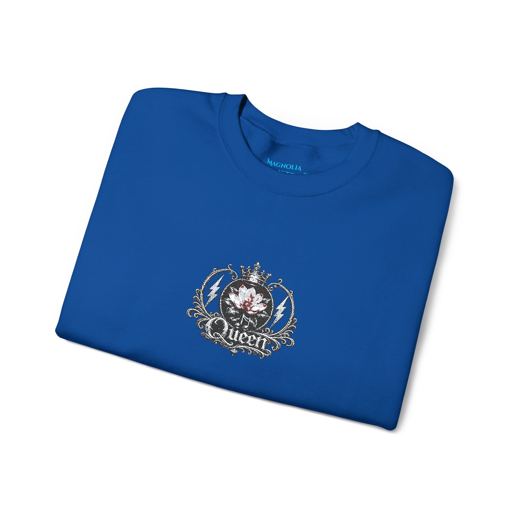Queen - Floral Crest Crewneck Sweatshirt — Small Vintage Rose Emblem