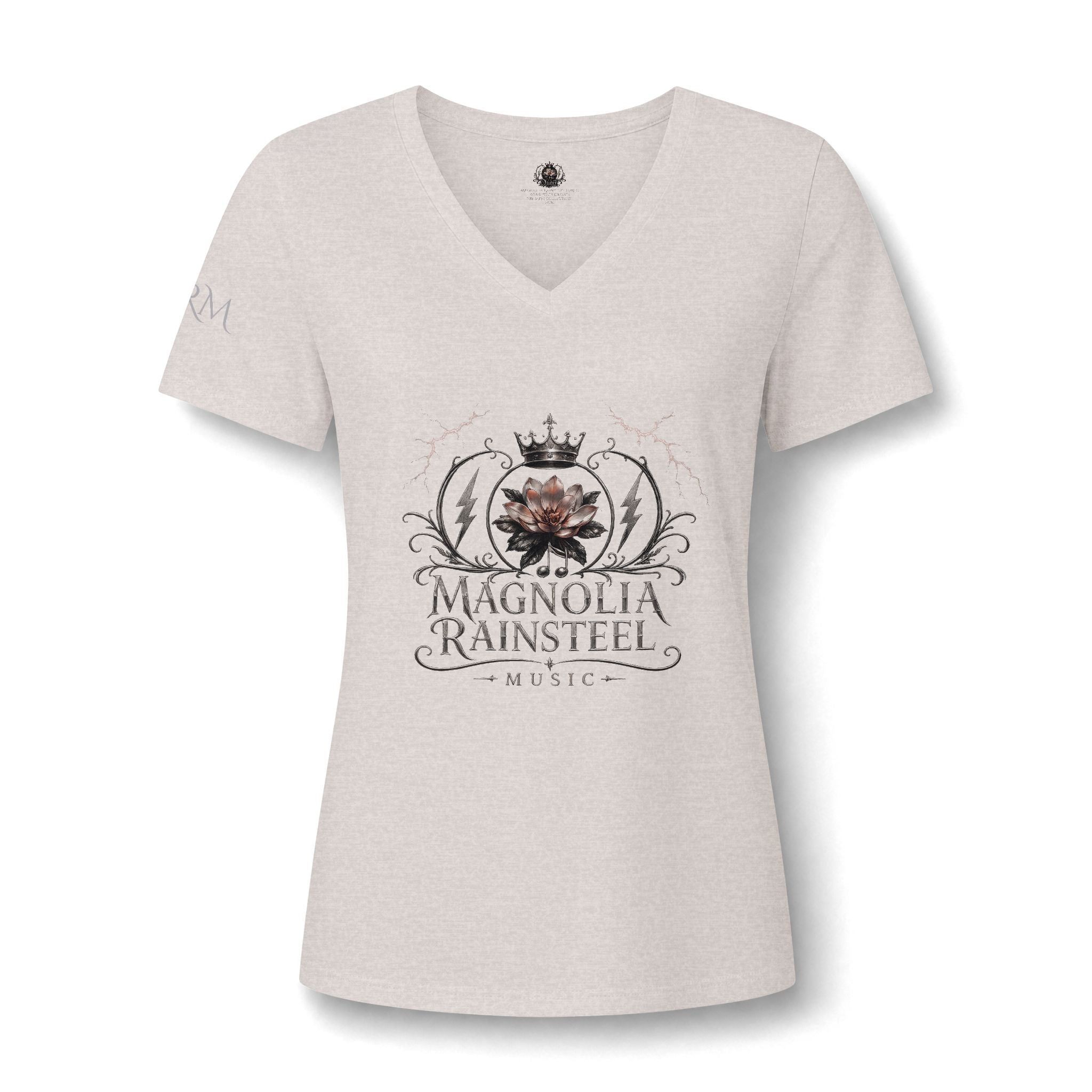 Magnolia Rainsteel Music - Floral Crown Band Logo V-Neck Tee - Queen Collection - Wear Your Crown