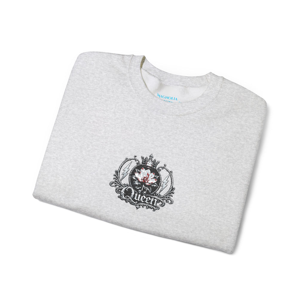 Queen - Floral Crest Crewneck Sweatshirt — Small Vintage Rose Emblem