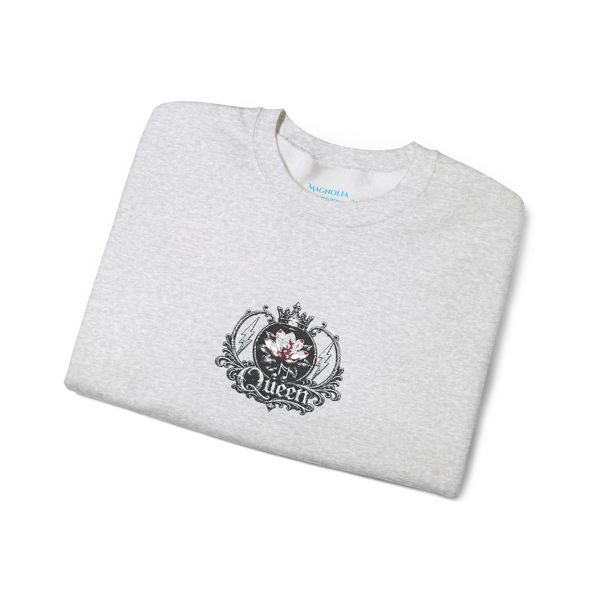 Queen - Floral Crest Crewneck Sweatshirt — Small Vintage Rose Emblem