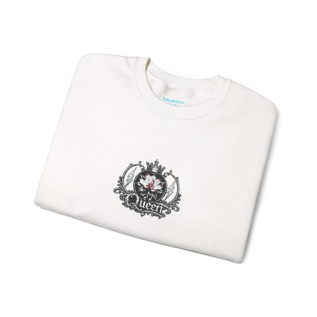 Queen - Floral Crest Crewneck Sweatshirt — Small Vintage Rose Emblem