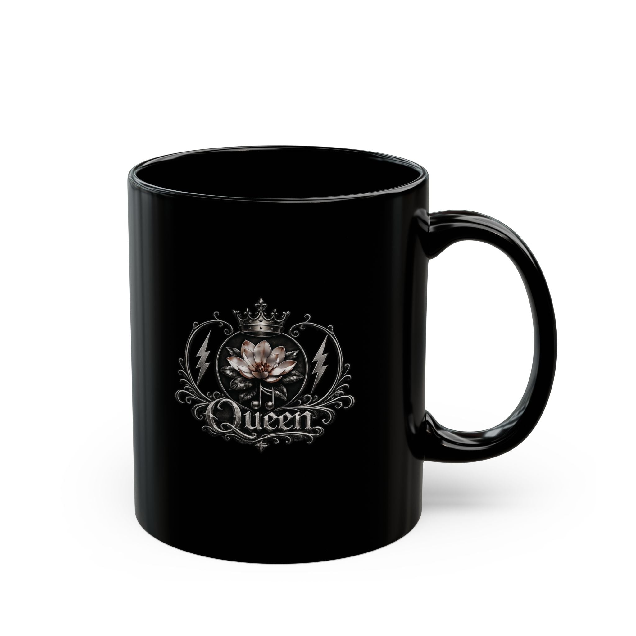 Magnolia Rainsteel Music - Black Coffee Mug - Official Floral Logo Mug - Queen Collection - Wear Your Crown