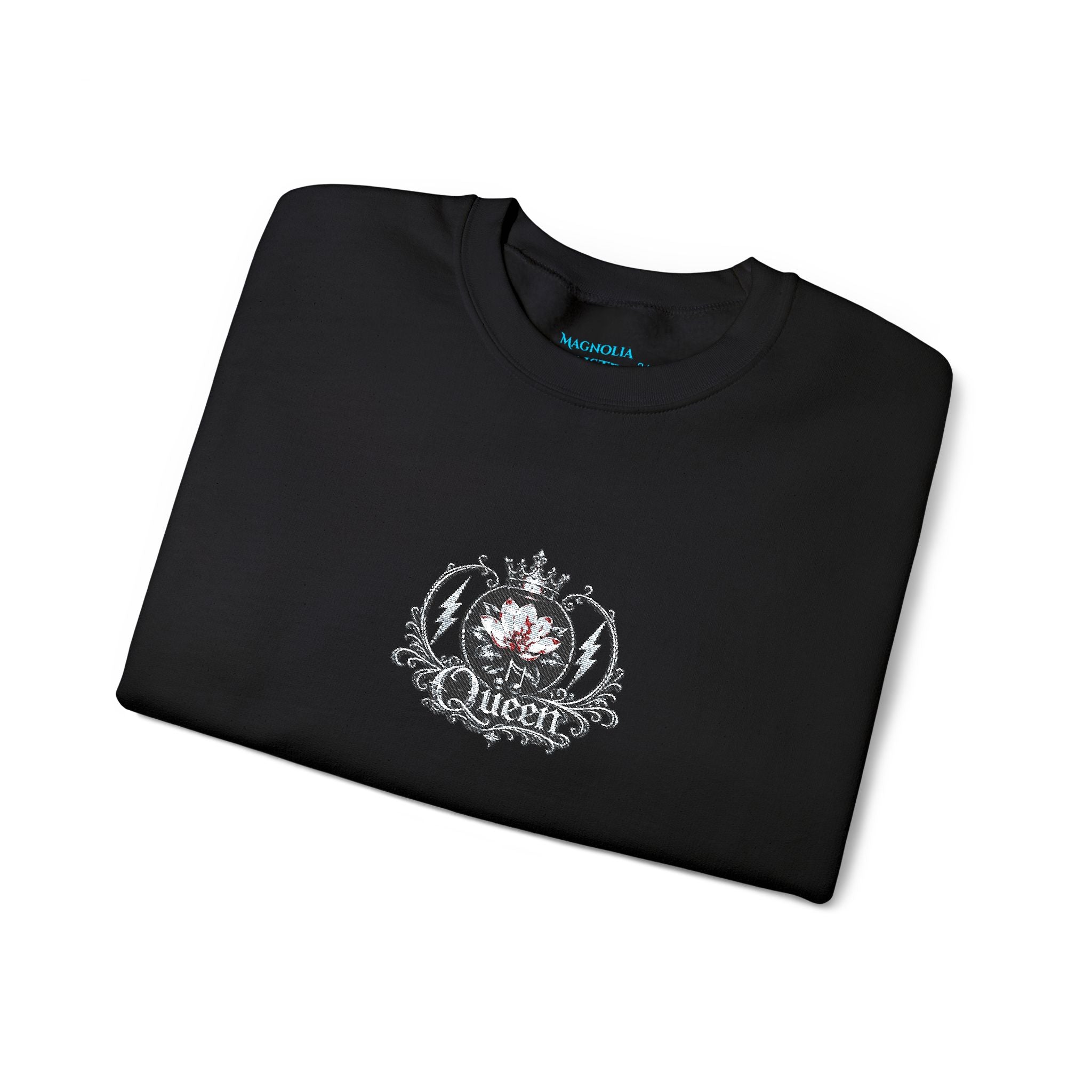 Queen - Floral Crest Crewneck Sweatshirt — Small Vintage Rose Emblem