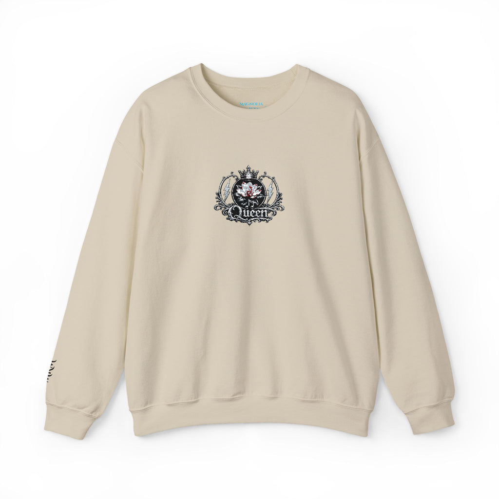 Queen - Floral Crest Crewneck Sweatshirt — Small Vintage Rose Emblem