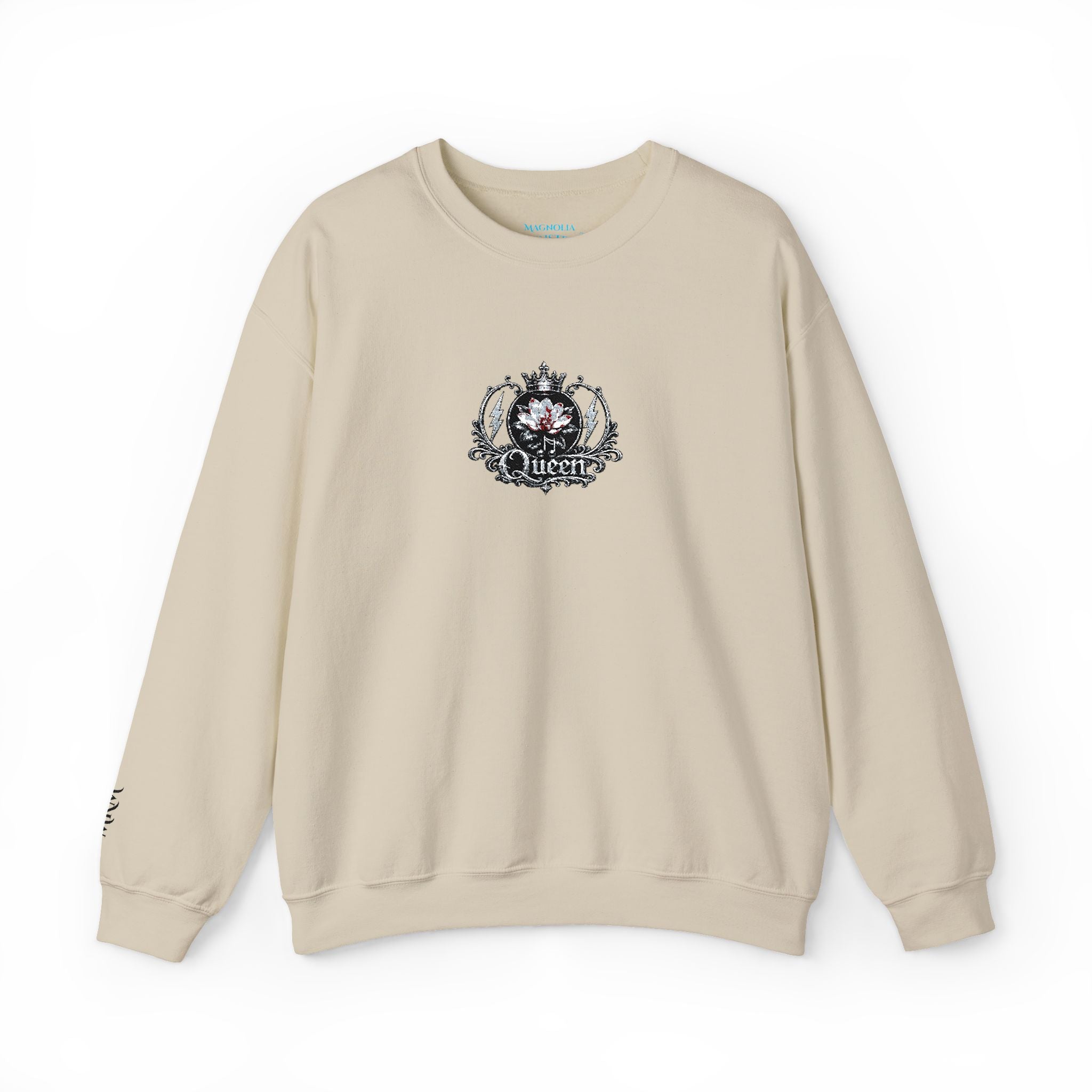 Queen - Floral Crest Crewneck Sweatshirt — Small Vintage Rose Emblem