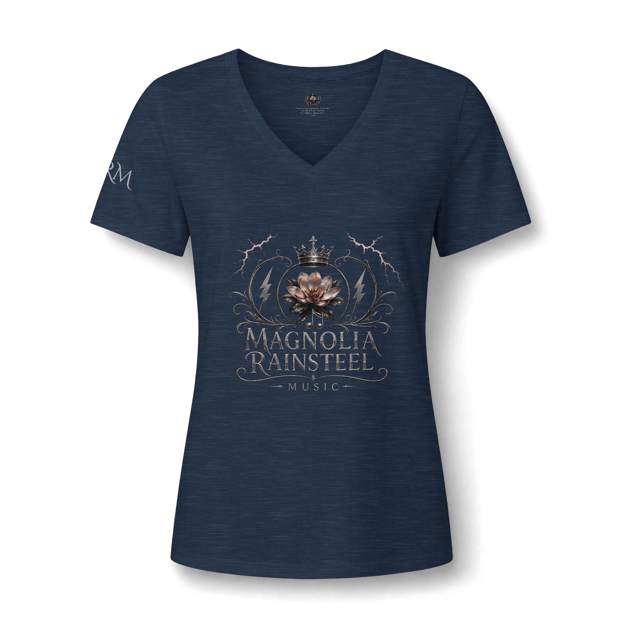 Magnolia Rainsteel Music - Floral Crown Band Logo V-Neck Tee - Queen Collection - Wear Your Crown