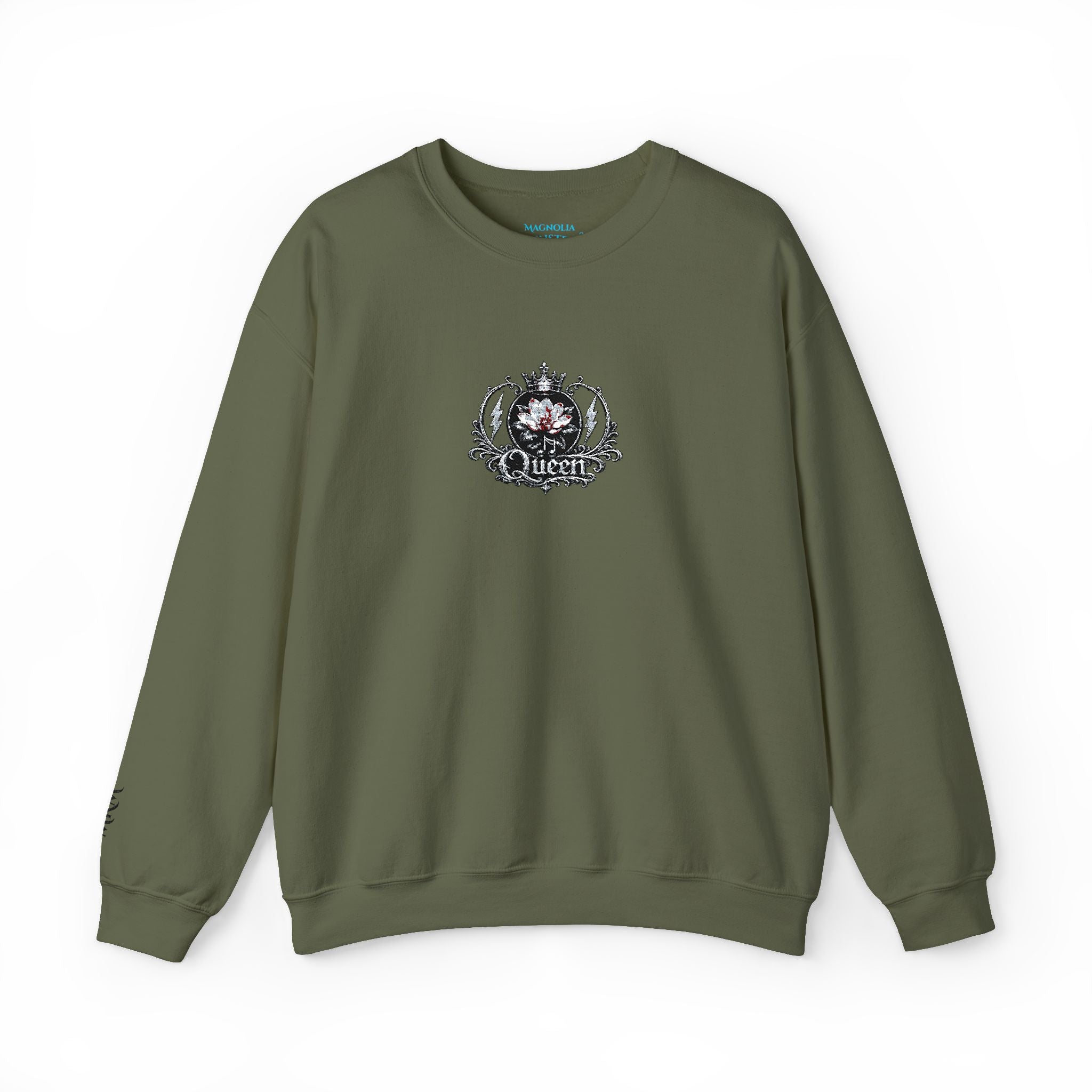 Queen - Floral Crest Crewneck Sweatshirt — Small Vintage Rose Emblem