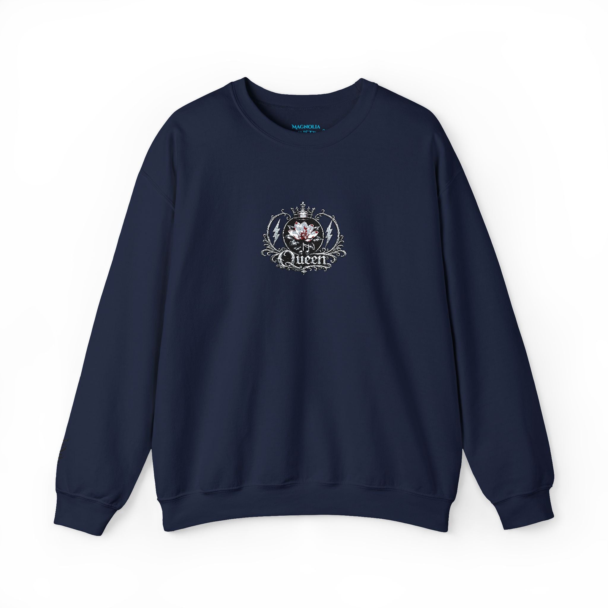 Queen - Floral Crest Crewneck Sweatshirt — Small Vintage Rose Emblem
