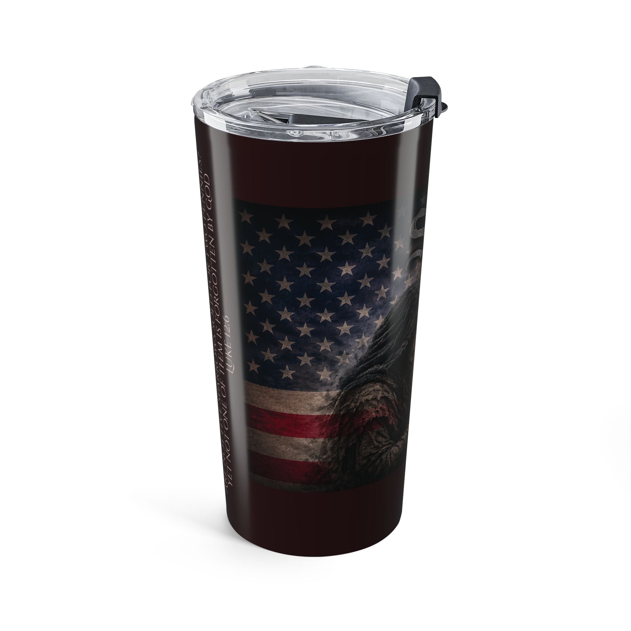 Sanctuary For The Wounded USA Flag 20oz Travel Tumbler | Christian Rock & Metal Stainless Steel Mug