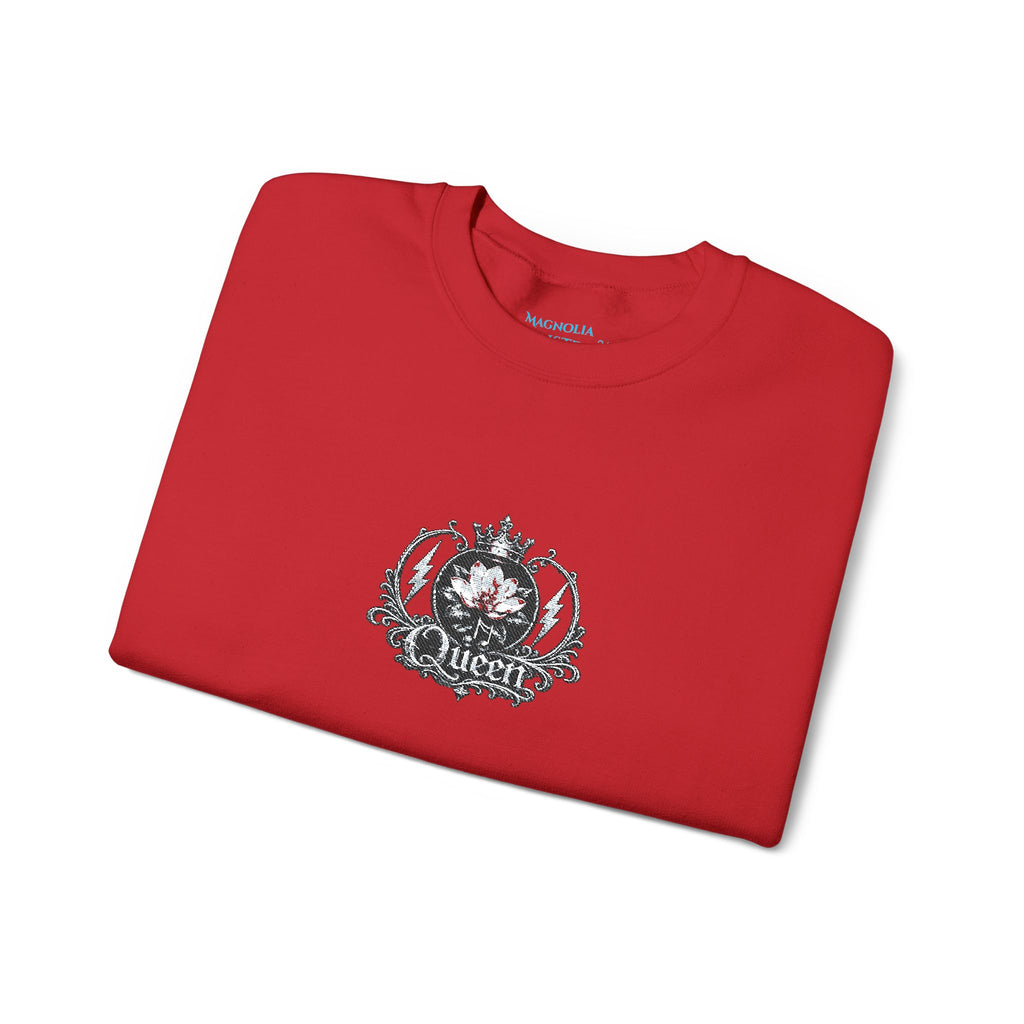 Queen - Floral Crest Crewneck Sweatshirt — Small Vintage Rose Emblem