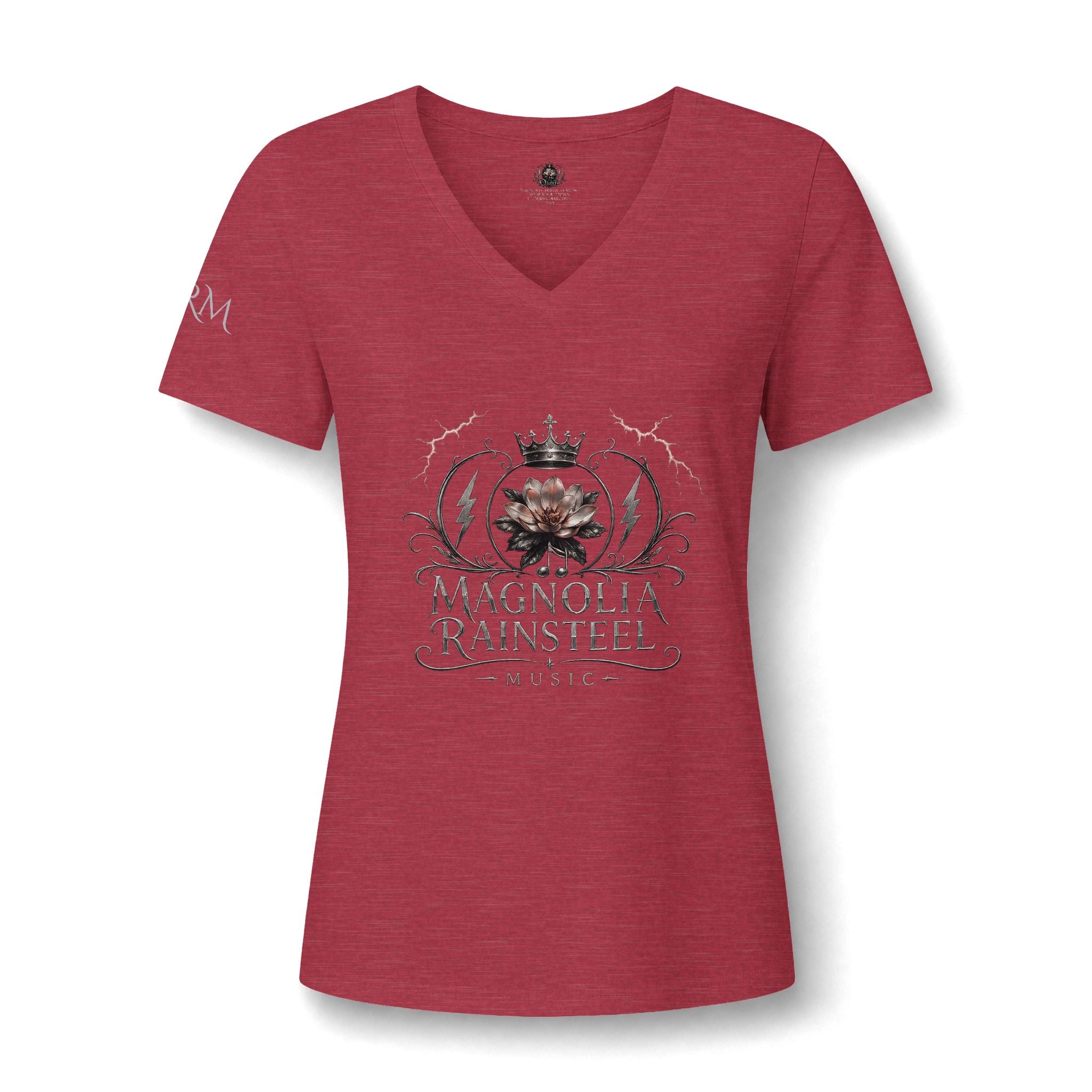 Magnolia Rainsteel Music - Floral Crown Band Logo V-Neck Tee - Queen Collection - Wear Your Crown