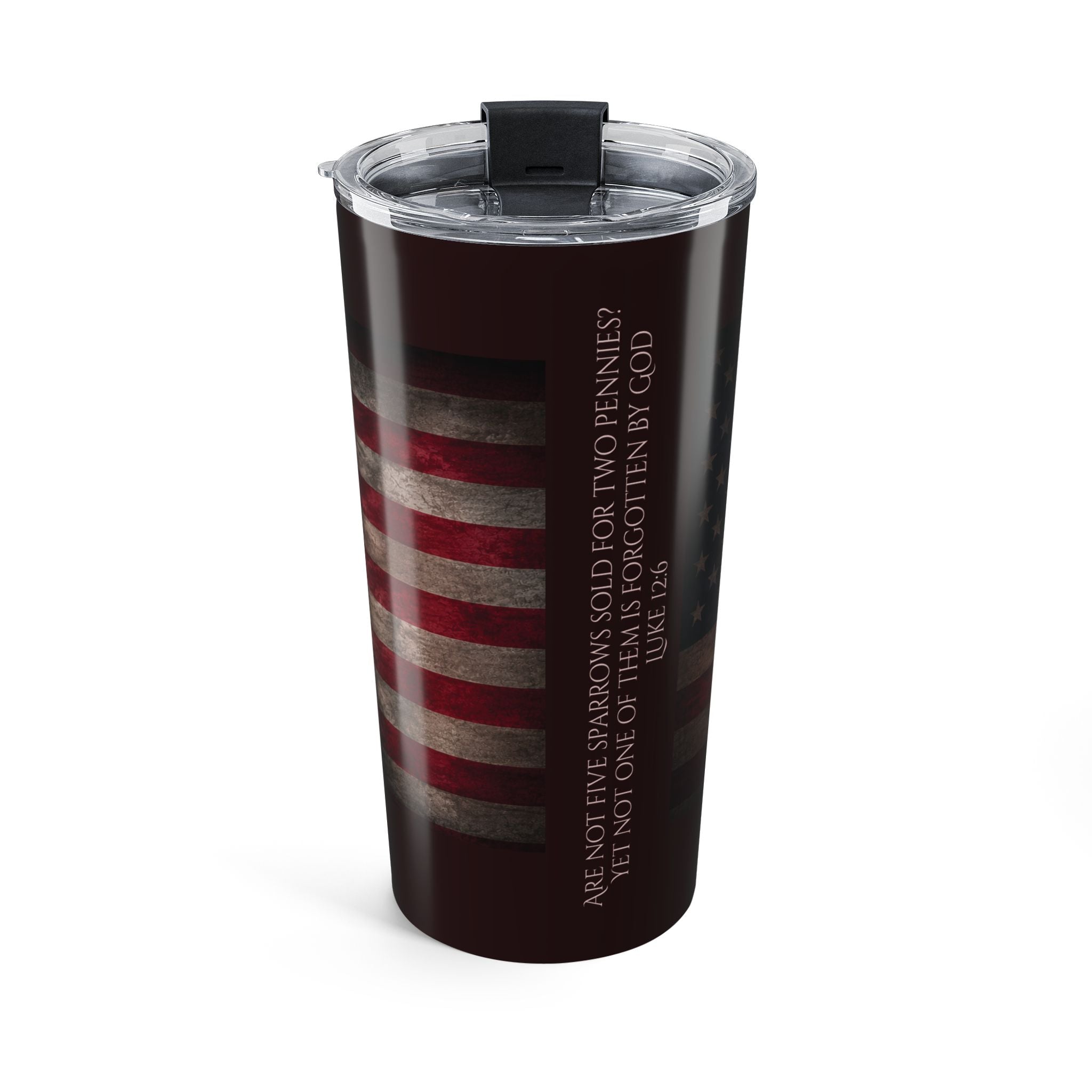 Sanctuary For The Wounded USA Flag 20oz Travel Tumbler | Christian Rock & Metal Stainless Steel Mug