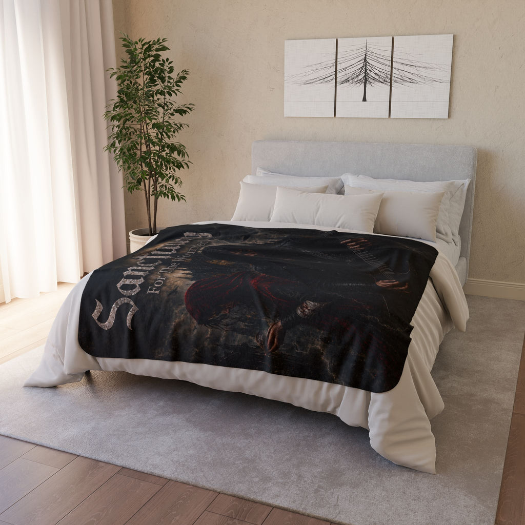 Sanctuary "For The Wounded" Fleece Sherpa Blanket — Gothic Rock Band Throw