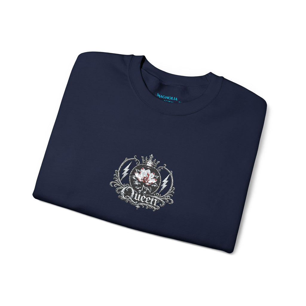 Queen - Floral Crest Crewneck Sweatshirt — Small Vintage Rose Emblem