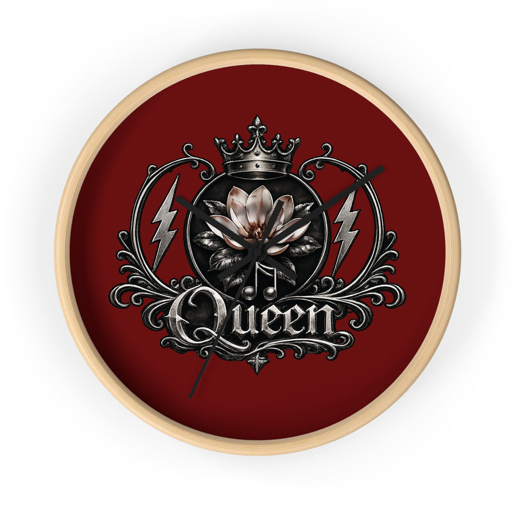 Queen Emblem Wall Clock — Gothic Crown & Lightning Rose Decorative Clock