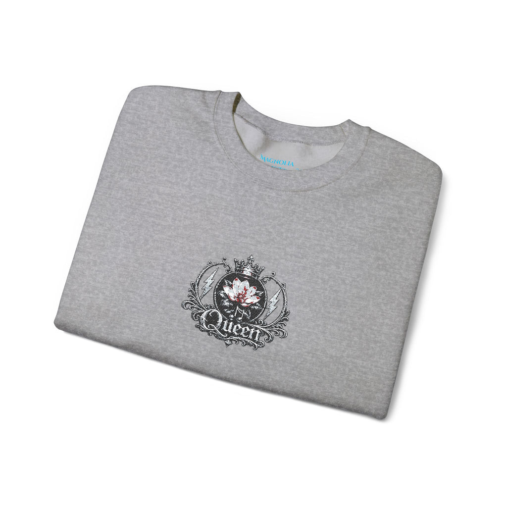 Queen - Floral Crest Crewneck Sweatshirt — Small Vintage Rose Emblem