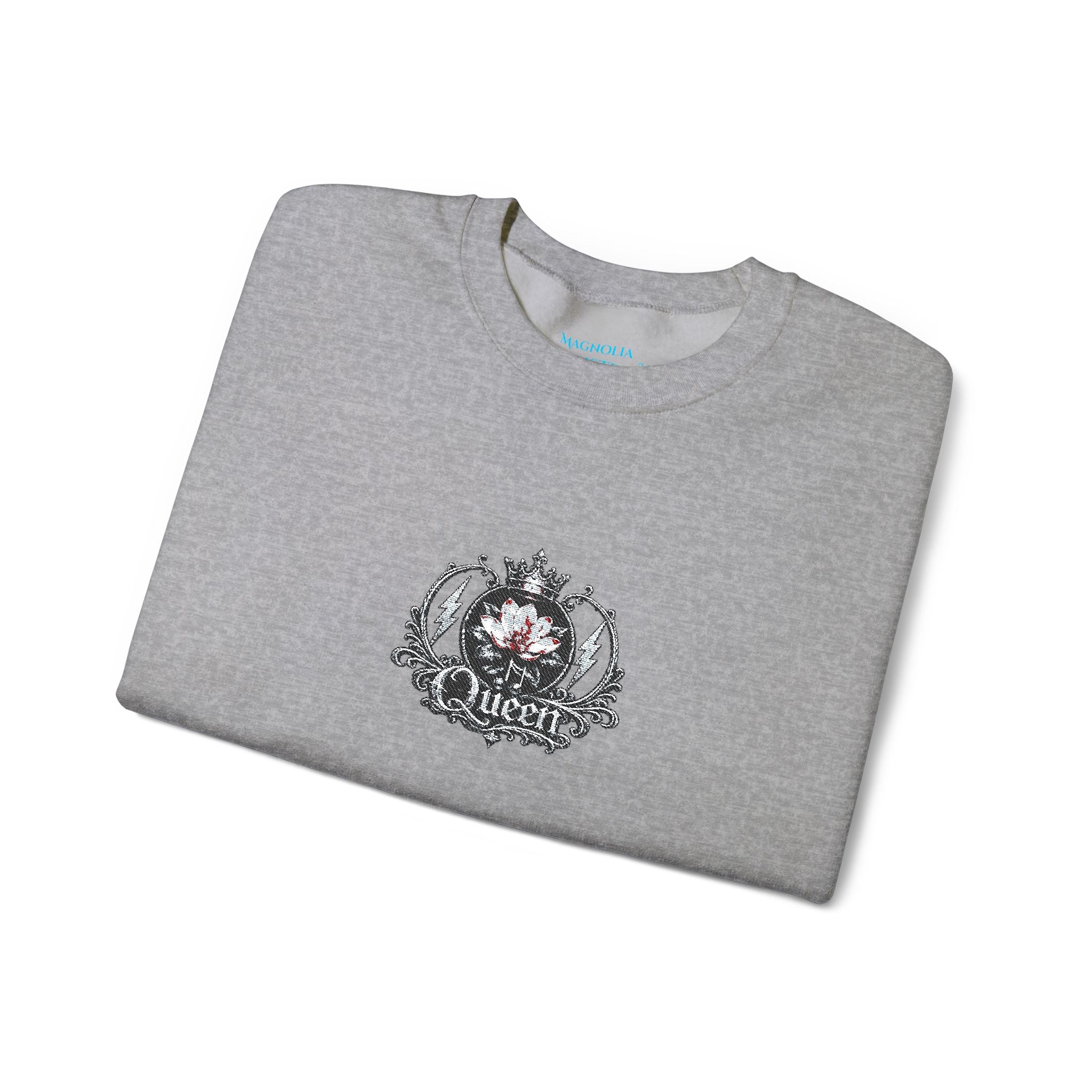 Queen - Floral Crest Crewneck Sweatshirt — Small Vintage Rose Emblem