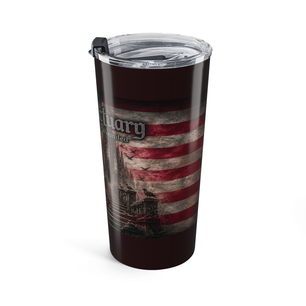Sanctuary For The Wounded USA Flag 20oz Travel Tumbler | Christian Rock & Metal Stainless Steel Mug